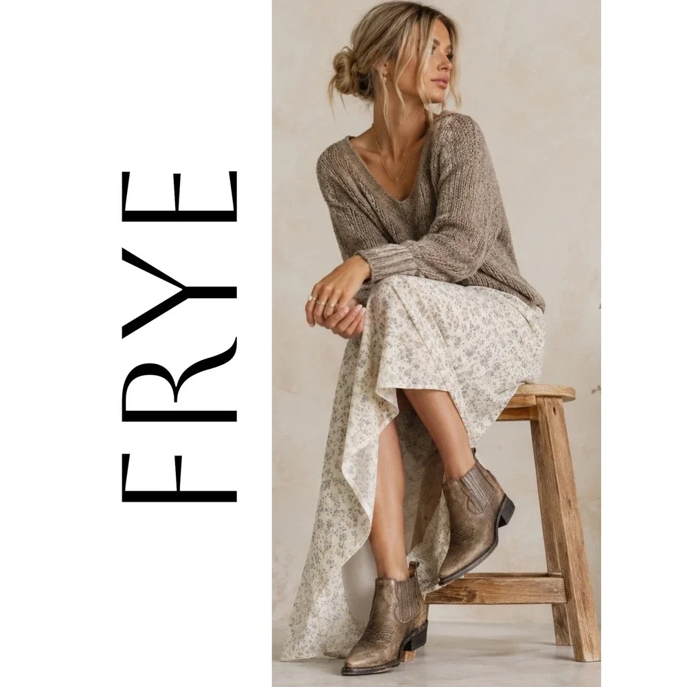 FRYE Billy Urban Cowboy Shooties Distressed Western Ankle‎ Boots 6.5